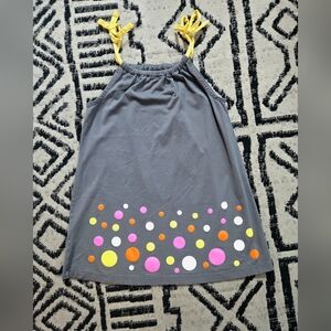 Hanna Andersson Gray Sundress with Neon Polka Dots and Yellow Tie Straps